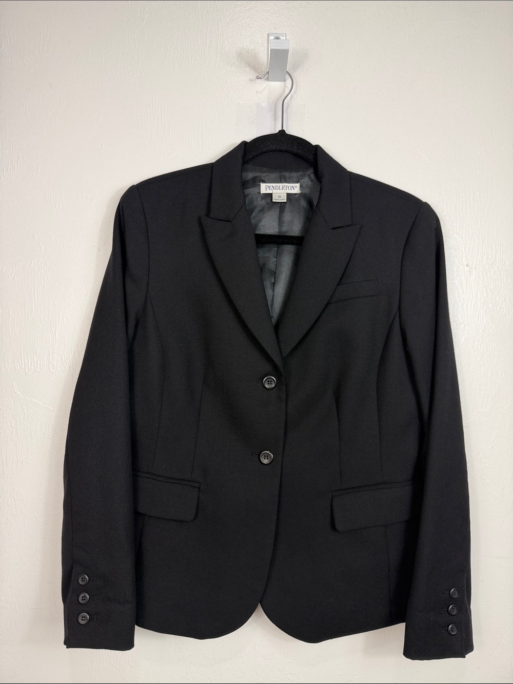 Pendleton Black Wool Blazer Jacket USA Made Women’s Size 10 Classic - Picture 2 of 10